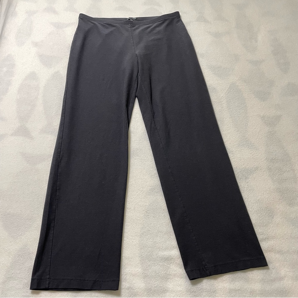 Eileen Fisher Black Straight Leg Stretch Pants Size M Viscose Blend